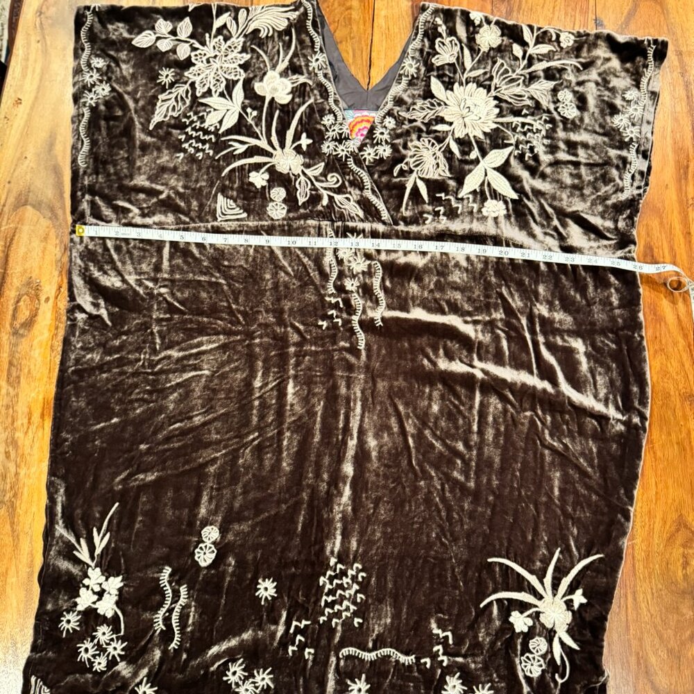 Johnny Was Velvet Tunic Dress - Dark Brown embroidered - XS - Picture 7 of 12